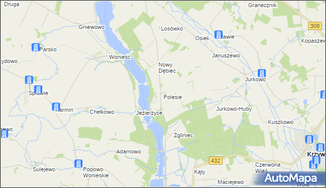 mapa Polesie gmina Krzywiń, Polesie gmina Krzywiń na mapie Targeo