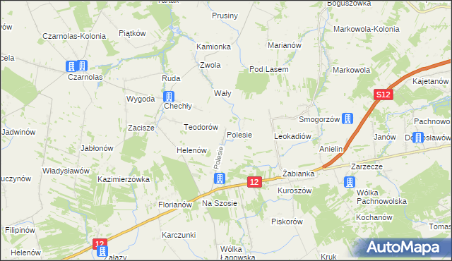 mapa Polesie gmina Puławy, Polesie gmina Puławy na mapie Targeo
