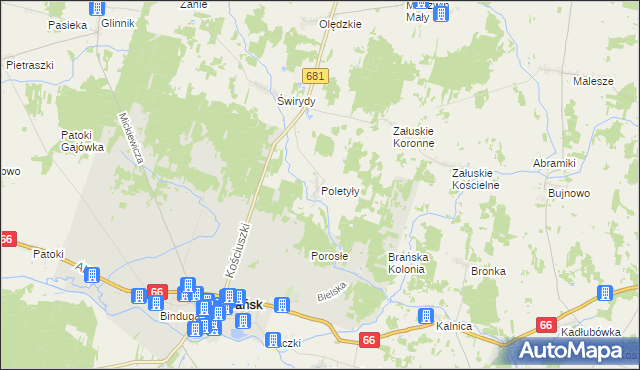 mapa Poletyły, Poletyły na mapie Targeo