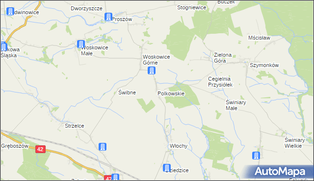 mapa Polkowskie, Polkowskie na mapie Targeo