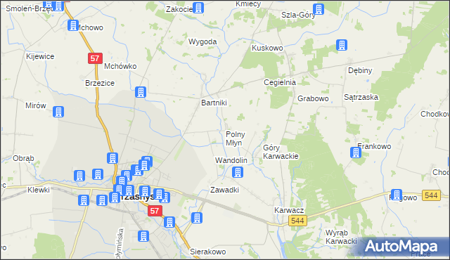 mapa Polny Młyn gmina Przasnysz, Polny Młyn gmina Przasnysz na mapie Targeo