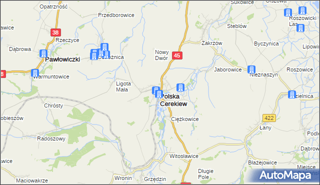 mapa Polska Cerekiew, Polska Cerekiew na mapie Targeo