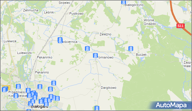 mapa Pomianowo gmina Białogard, Pomianowo gmina Białogard na mapie Targeo