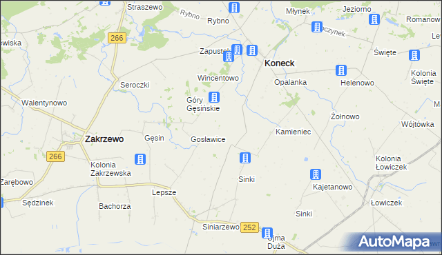 mapa Pomiany gmina Koneck, Pomiany gmina Koneck na mapie Targeo