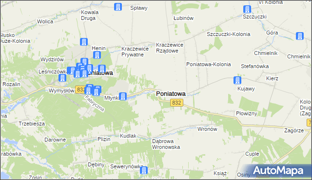 mapa Poniatowa powiat opolski, Poniatowa powiat opolski na mapie Targeo
