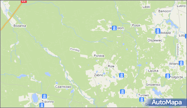 mapa Ponikła gmina Miastko, Ponikła gmina Miastko na mapie Targeo