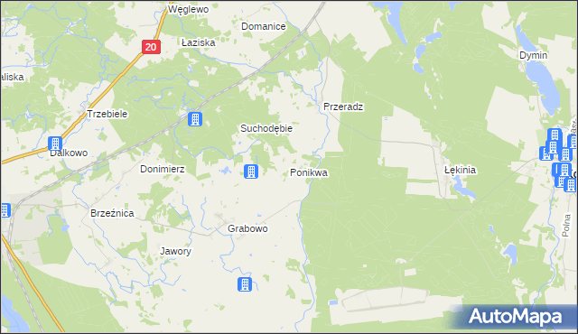 mapa Ponikwa gmina Biały Bór, Ponikwa gmina Biały Bór na mapie Targeo