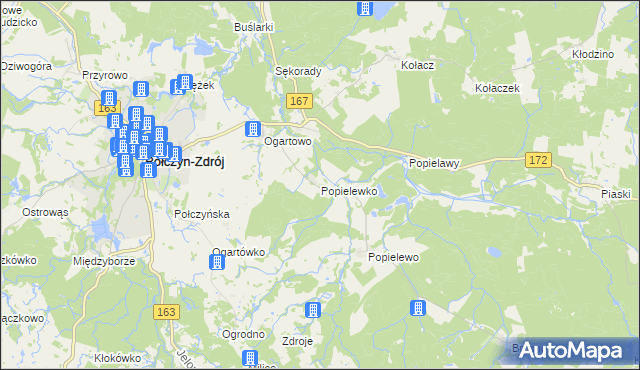 mapa Popielewko, Popielewko na mapie Targeo