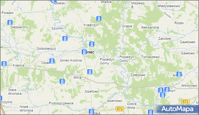 mapa Popielżyn Górny, Popielżyn Górny na mapie Targeo