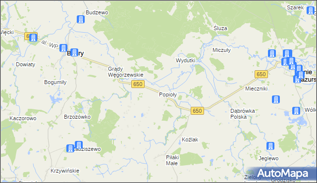 mapa Popioły, Popioły na mapie Targeo