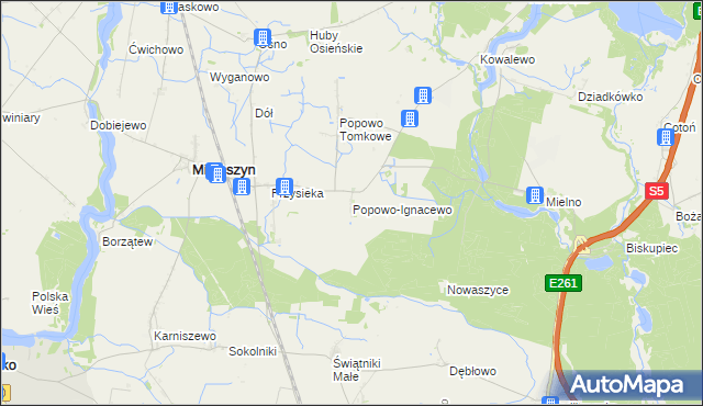 mapa Popowo-Ignacewo, Popowo-Ignacewo na mapie Targeo