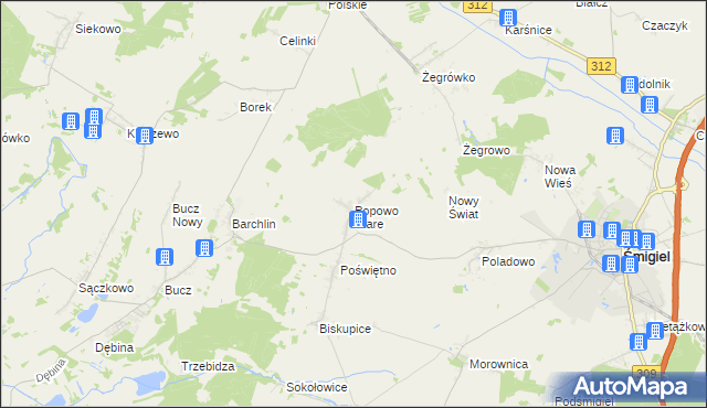 mapa Popowo Stare, Popowo Stare na mapie Targeo