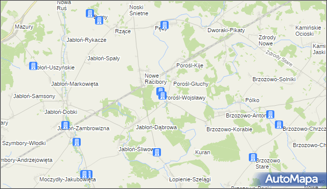 mapa Porośl-Wojsławy, Porośl-Wojsławy na mapie Targeo