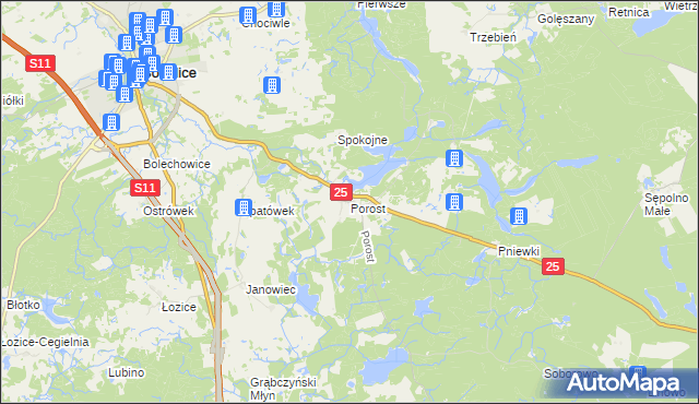 mapa Porost, Porost na mapie Targeo