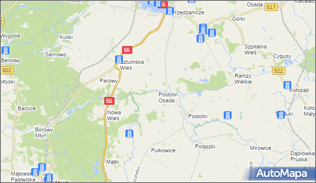 mapa Postolin Osada, Postolin Osada na mapie Targeo
