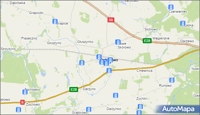 mapa Potęgowo powiat słupski, Potęgowo powiat słupski na mapie Targeo