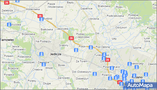 mapa Potok gmina Jedlicze, Potok gmina Jedlicze na mapie Targeo