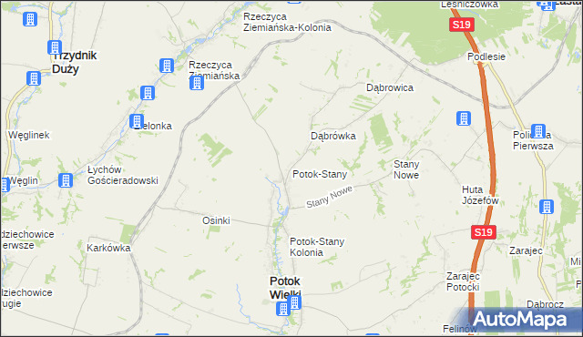 mapa Potok-Stany, Potok-Stany na mapie Targeo