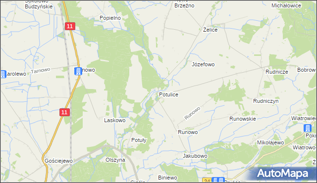 mapa Potulice gmina Wągrowiec, Potulice gmina Wągrowiec na mapie Targeo