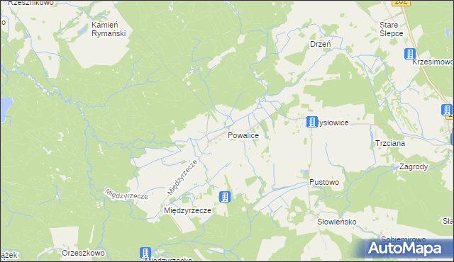 mapa Powalice gmina Sławoborze, Powalice gmina Sławoborze na mapie Targeo