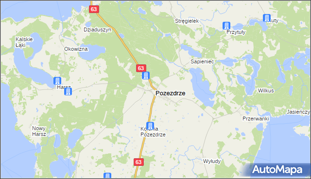 mapa Pozezdrze, Pozezdrze na mapie Targeo