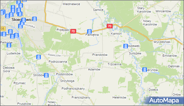mapa Prandotów, Prandotów na mapie Targeo