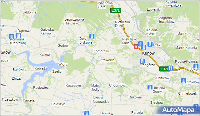 mapa Prawęcin, Prawęcin na mapie Targeo