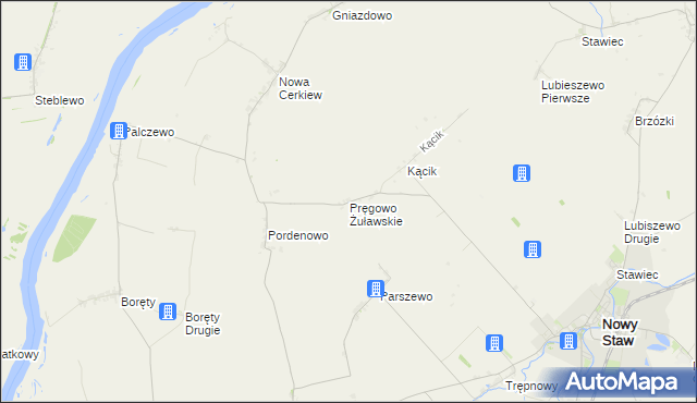 mapa Pręgowo Żuławskie, Pręgowo Żuławskie na mapie Targeo