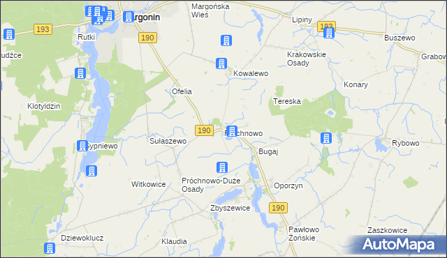 mapa Próchnowo gmina Margonin, Próchnowo gmina Margonin na mapie Targeo