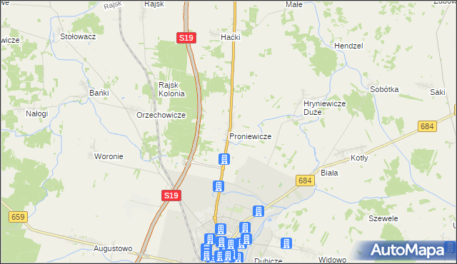 mapa Proniewicze, Proniewicze na mapie Targeo