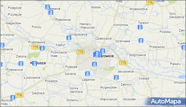 mapa Proszowice, Proszowice na mapie Targeo