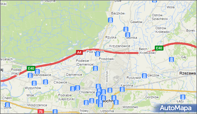 mapa Proszówki, Proszówki na mapie Targeo