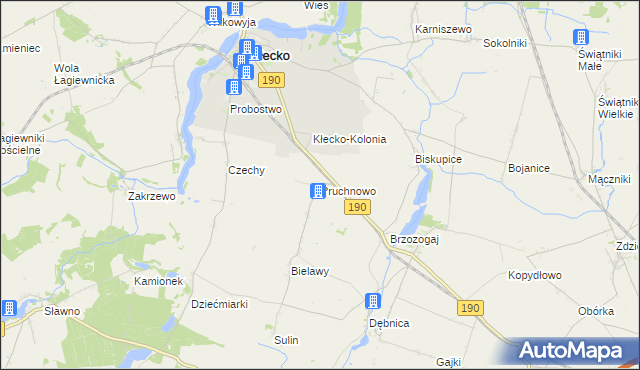 mapa Pruchnowo gmina Kłecko, Pruchnowo gmina Kłecko na mapie Targeo