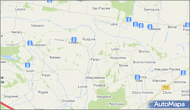 mapa Prusinowice gmina Łęczyca, Prusinowice gmina Łęczyca na mapie Targeo