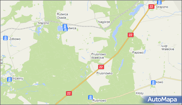 mapa Prusinowo Wałeckie, Prusinowo Wałeckie na mapie Targeo