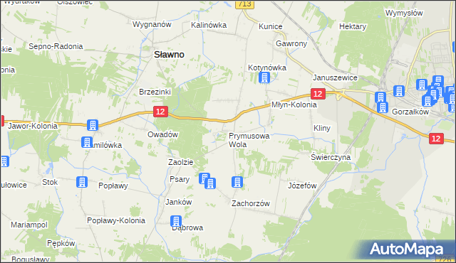mapa Prymusowa Wola, Prymusowa Wola na mapie Targeo