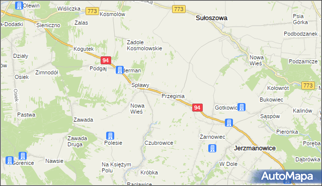 mapa Przeginia, Przeginia na mapie Targeo