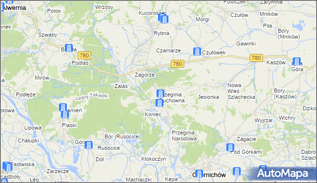 mapa Przeginia Duchowna, Przeginia Duchowna na mapie Targeo