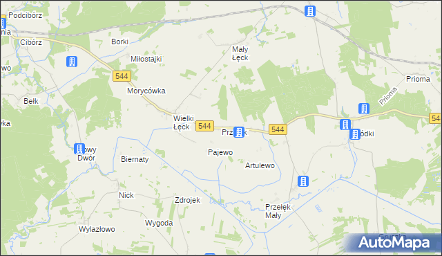 mapa Przełęk gmina Płośnica, Przełęk gmina Płośnica na mapie Targeo