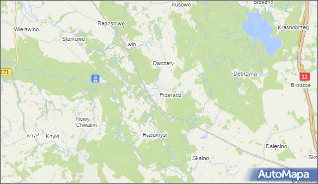 mapa Przeradz gmina Grzmiąca, Przeradz gmina Grzmiąca na mapie Targeo