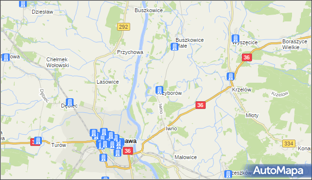 mapa Przyborów gmina Wińsko, Przyborów gmina Wińsko na mapie Targeo