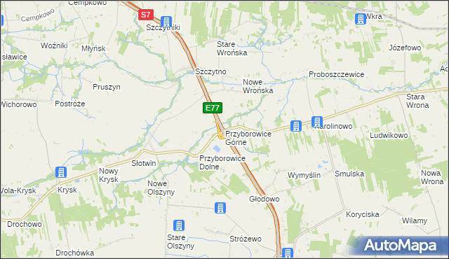mapa Przyborowice Górne, Przyborowice Górne na mapie Targeo