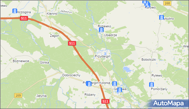 mapa Przydargiń, Przydargiń na mapie Targeo
