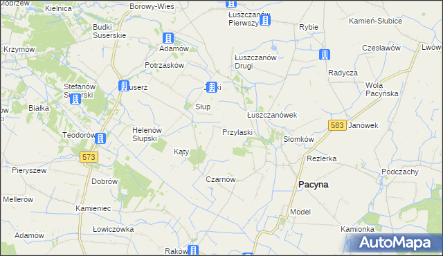 mapa Przylaski gmina Pacyna, Przylaski gmina Pacyna na mapie Targeo