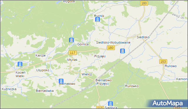 mapa Przyłęki gmina Trzcianka, Przyłęki gmina Trzcianka na mapie Targeo