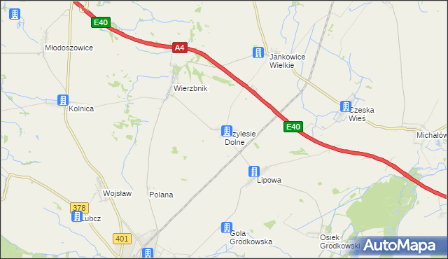 mapa Przylesie Dolne, Przylesie Dolne na mapie Targeo