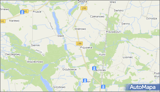 mapa Przysieka gmina Wągrowiec, Przysieka gmina Wągrowiec na mapie Targeo