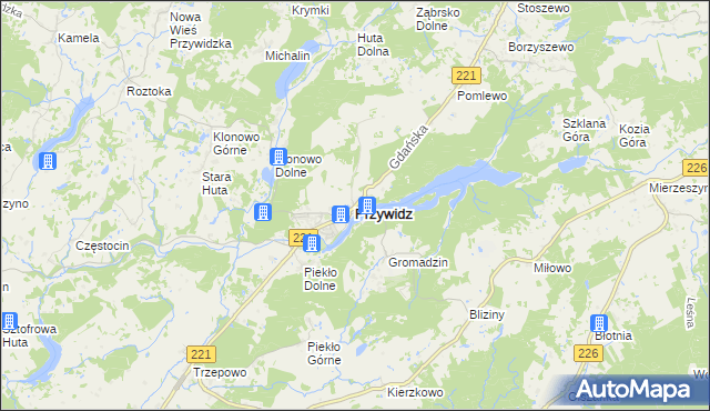 mapa Przywidz powiat gdański, Przywidz powiat gdański na mapie Targeo