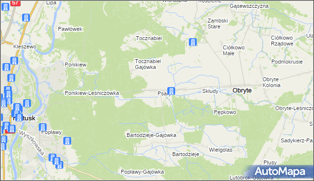 mapa Psary gmina Obryte, Psary gmina Obryte na mapie Targeo