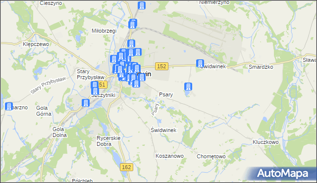 mapa Psary gmina Świdwin, Psary gmina Świdwin na mapie Targeo